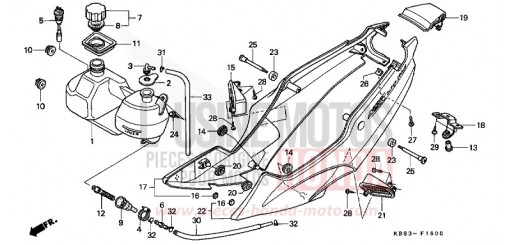 COUVERCLE LATERAL/RESERVOIR D'HUILE NSR125RP de 1993